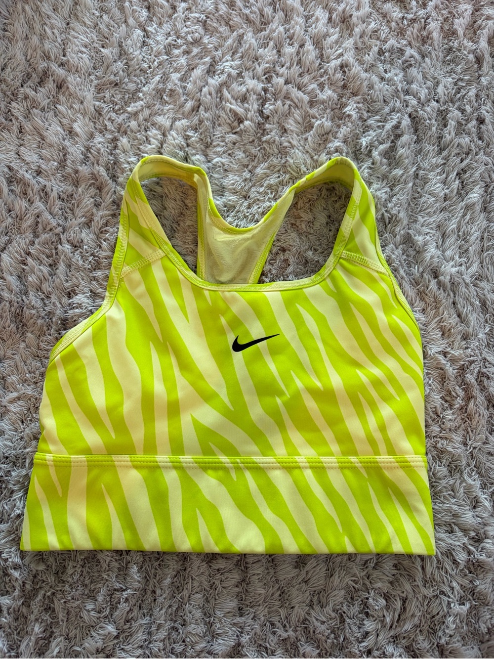 Nike Neon Yellow Zebra Print Racerback Swim Top